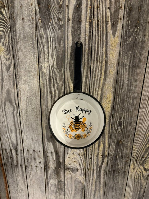 Decorative Bee Happy Design Enamel Pot